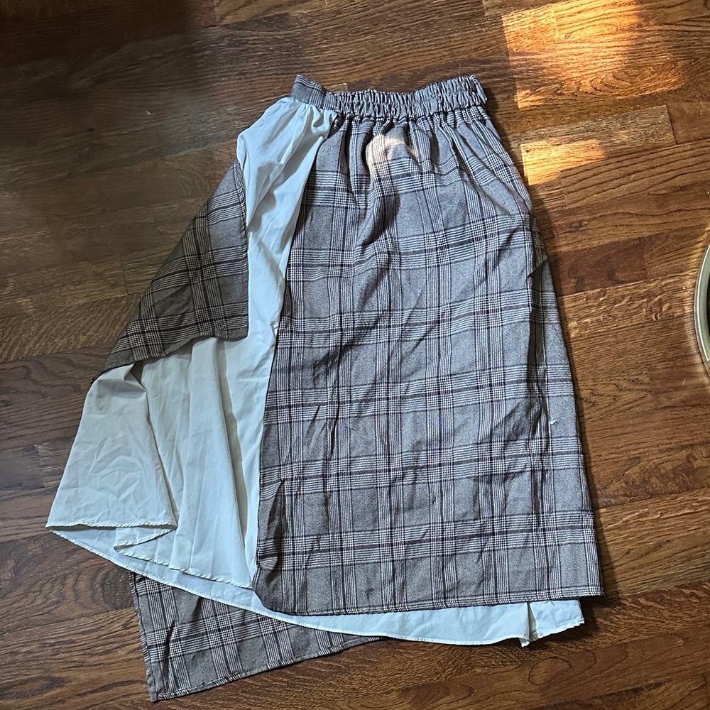 Plaid Maxi Skirt with Elastic Waist